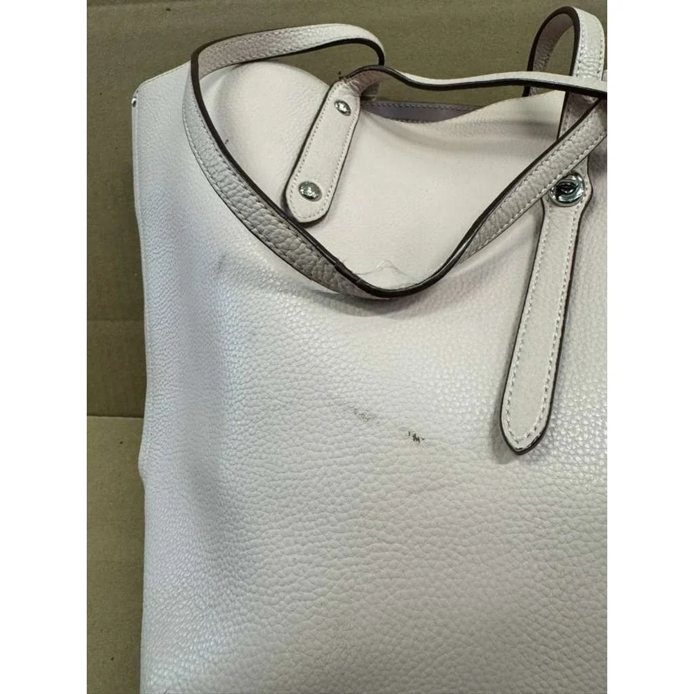 Coach Turn Lock Pebbled Leather Market Tote Bag‎ Off White #B1847-58849